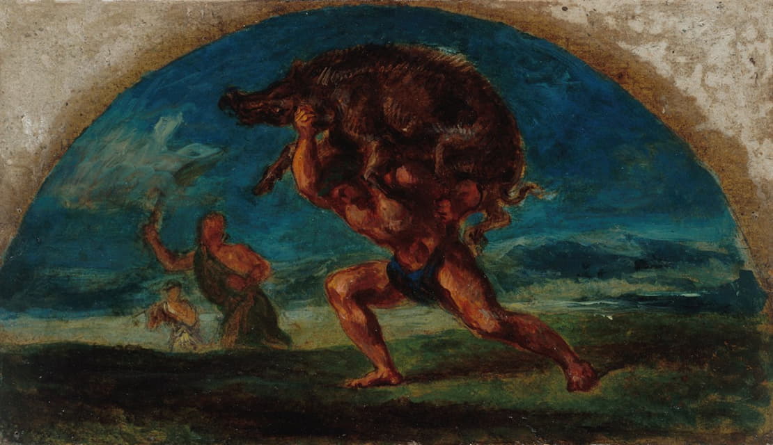 Pierre Andrieu - Hercule et le Sanglier d’Erymanthe, d’après Delacroix