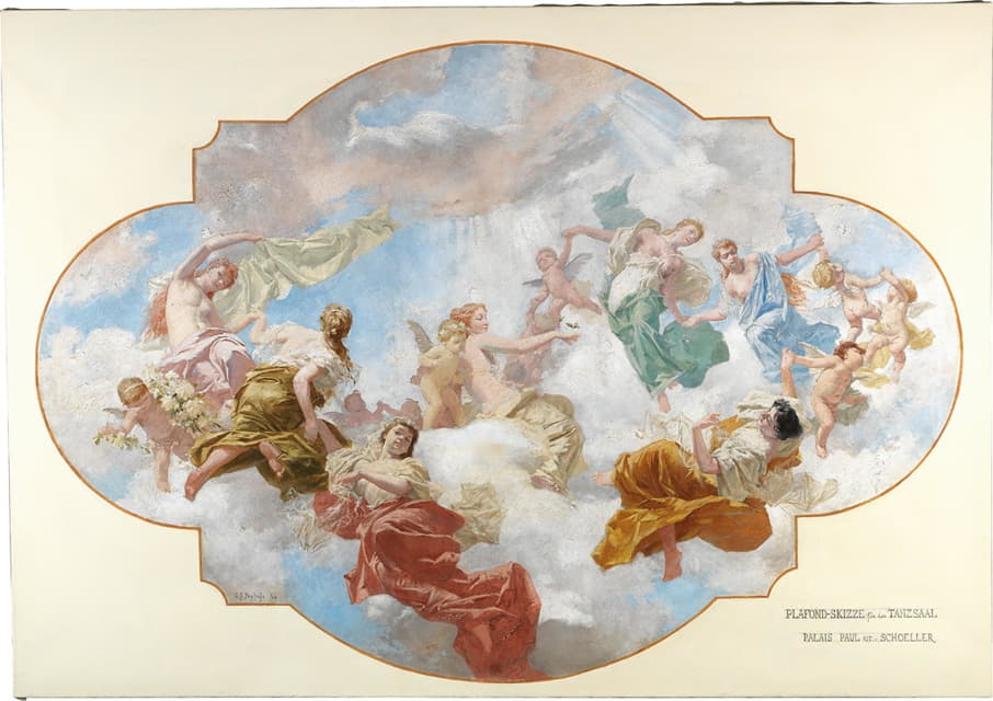 Carl Johann Peyfuss - Bozzetto for the ceiling fresco in the dance hall of the Paul Ritter von Schoeller Palace in Vienna