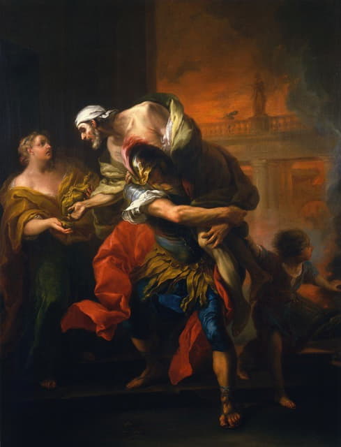 Charles-André van Loo - Aeneas Rescuing his Father from the Fire at Troy