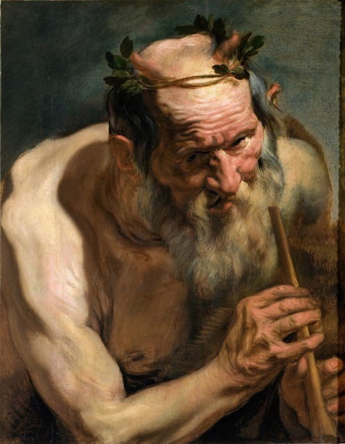 Jacob Jordaens - Old Satyr Holding a Flute
