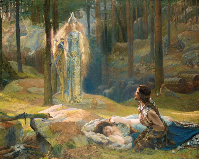 Gaston Bussière - The Revelation, Brynhild Discovering Sieglind And Sigmund