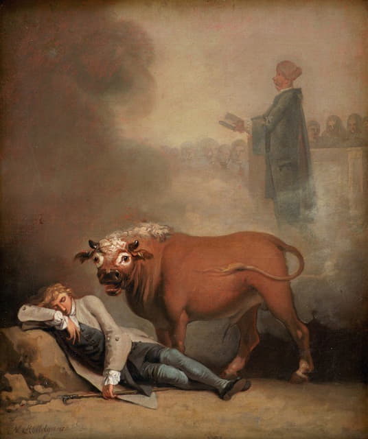 Nicolai Abraham Abildgaard - Niels Klim thinks he hears the Deacon when he is awakened by a Bull