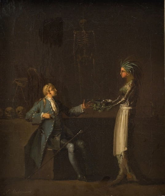 Nicolai Abraham Abildgaard - The Doctor´s Wife Reveals her Husband´s Intention of Anatomising Niels Klim