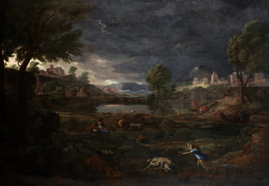 Nicolas Poussin - Landscape during a Thunderstorm with Pyramus and Thisbe