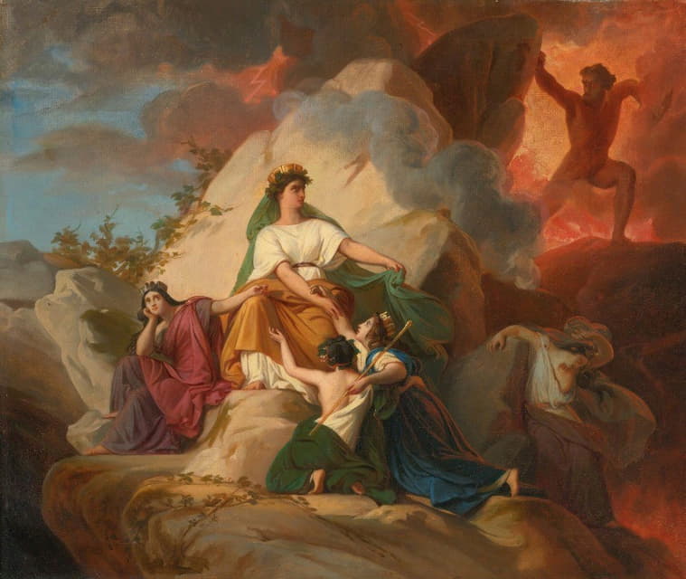 François-Edouard Picot - Cybele Opposing Vesuvius To Protect The Cities Of Stabia, Herculaneum, Pompeii And Resina