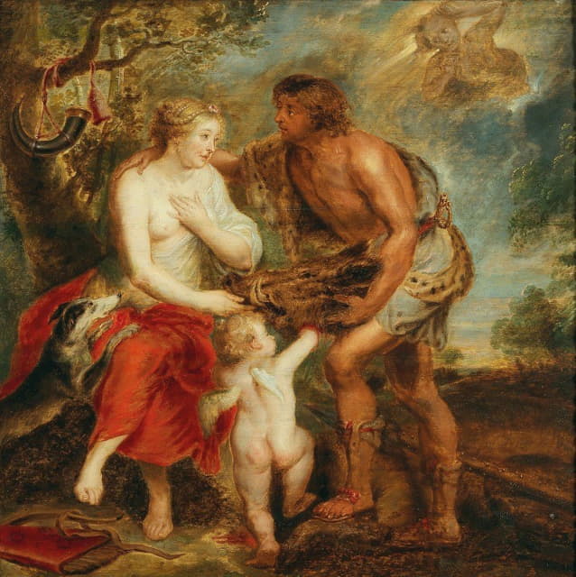Workshop of Peter Paul Rubens - Meleager presenting the head of the Calydonian boar to Atalanta