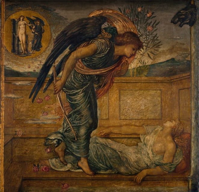 Sir Edward Coley Burne-Jones - Cupid Finding Psyche Asleep by a Fountain