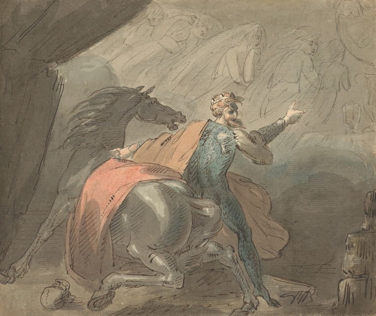 William Hamilton - A King and a Horse with Ghostly Women