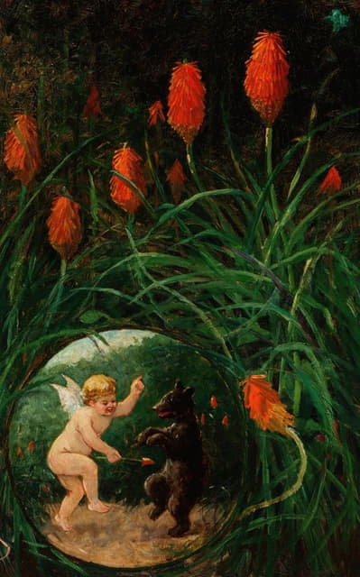 Frederick Stuart Church - Fairy and Bear in Garden