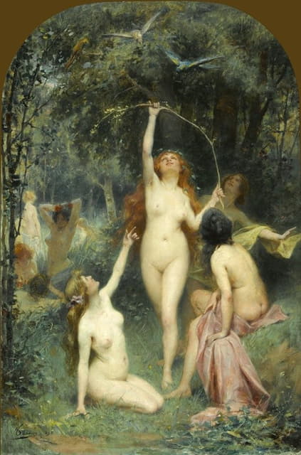 Henri Adrien Tanoux - Nymphs In A Forest