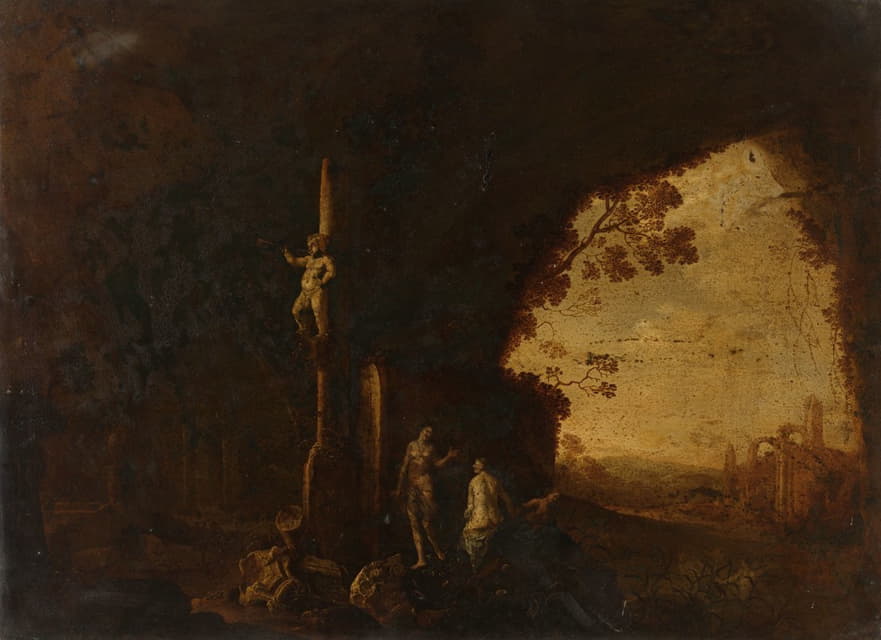 Petrus van Hattich - Nymphs in a Cave with Antique Ruins