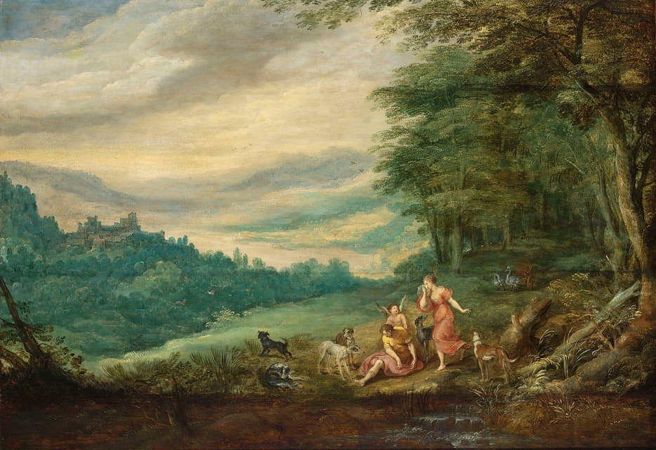 Joos De Momper And Jan Breughel The Younger - Venus Mourning Adonis In A Panoramic Wooded Landscape