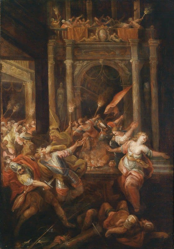 Andrea Celesti - A Scene from the Trojan War. The Death of King Priam