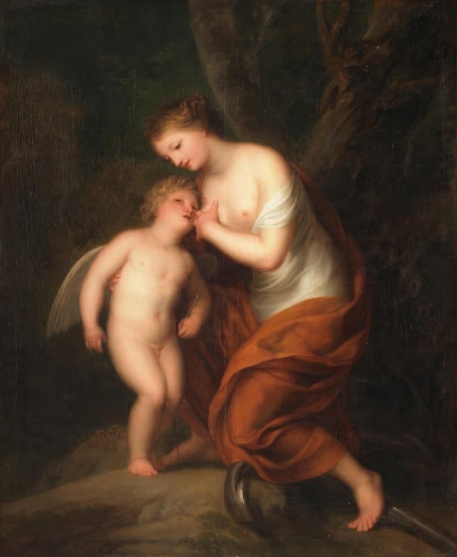 Andries Cornelis Lens - Cupid nurtured by Hope
