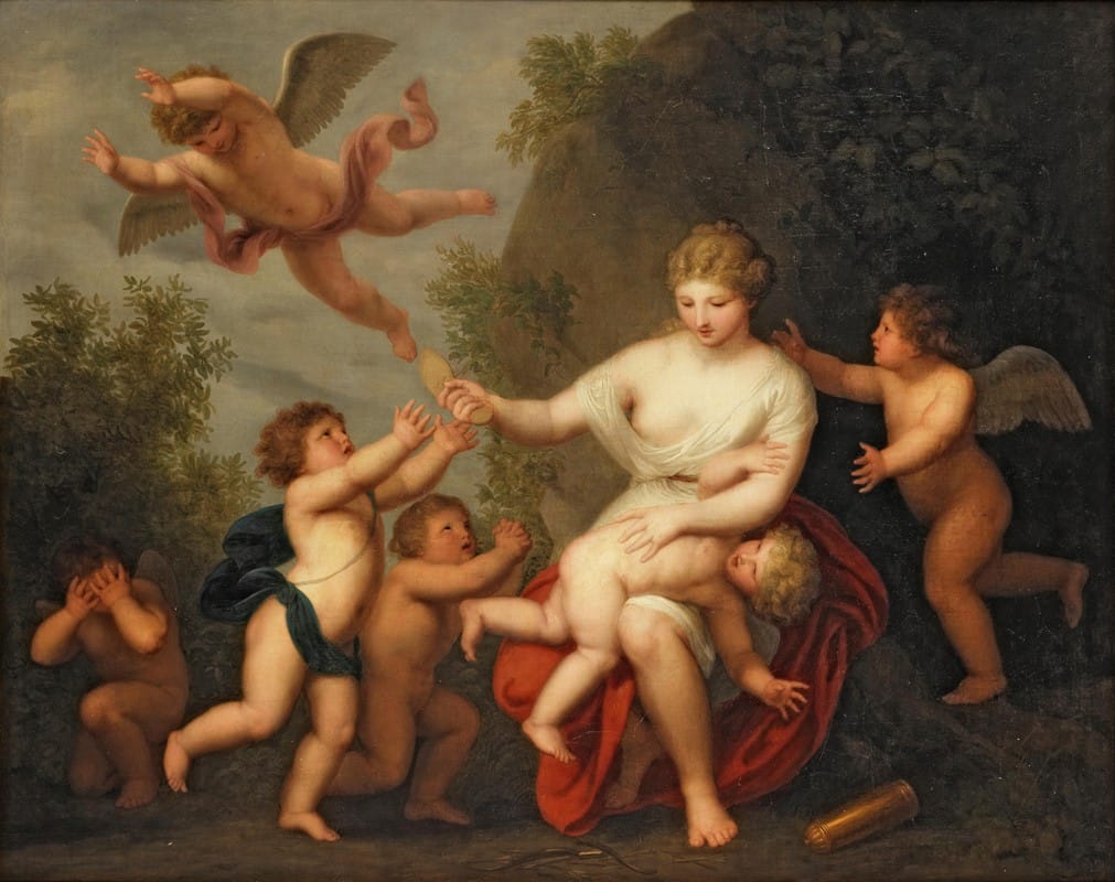 Andries Cornelis Lens - Venus chastising Cupid