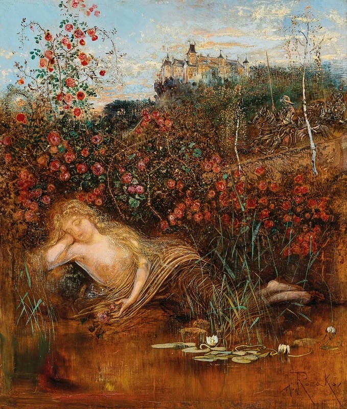 Anton Romako - A Kamptal Nymph under a Rose Hedge