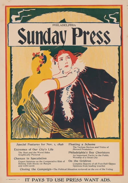 John Sloan - Sunday Press. Special features for Nov. 1, 1896
