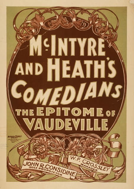 U.S. Printing Co. - McIntyre and Heath’s Comedians the epitome of vaudeville