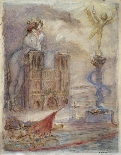 Adolphe Léon Willette - Notre Dame Of Paris.