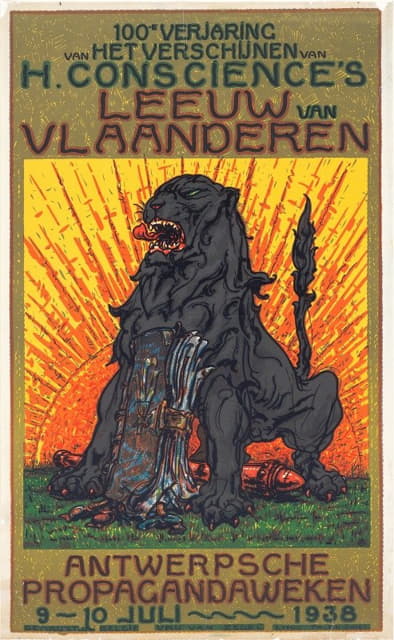 Anonymous - Affiche ter gelegenheid van het honderdjarig jubilieum van de publicatie van De Leeuw van Vlaanderen door Henri Conscience