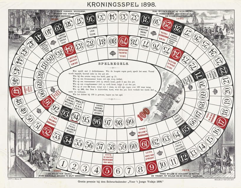 Antonie S. Reule - Kroningsspel 1898 – Gratis premie bij den scheurkalender ‘voor ‘t jonge volksje 1898.’