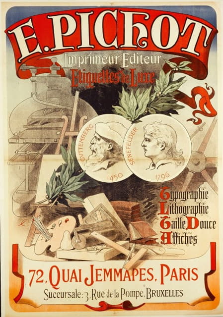 Jules Chéret - E.PICHOT Imprimeur Editeur, Etiquettes de Luxe, Typographie