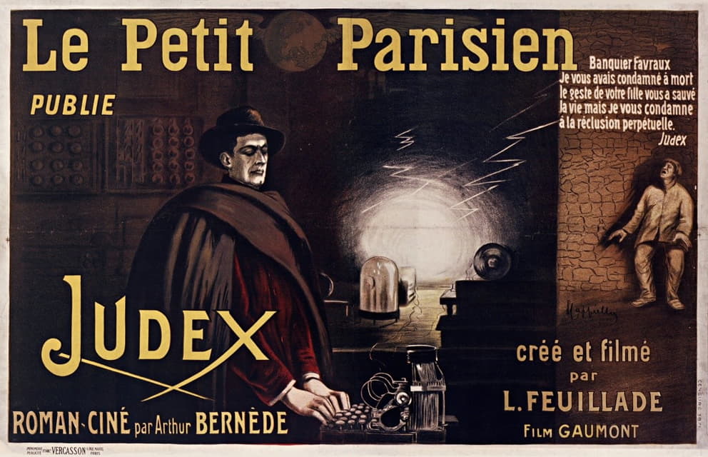 Leonetto Cappiello - Le Petit Parisien publie Judex, roman-ciné par Arthur Bernède