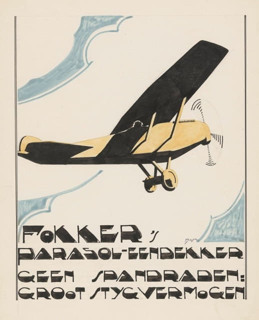 Reijer Stolk - Ontwerp voor reclame voor `Fokker’s Parasol-Eendekker’