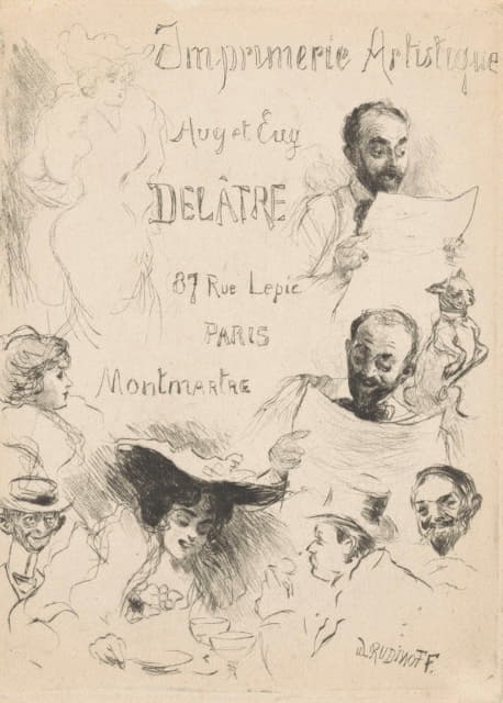 Willibald Wolf Rudinoff - Visitekaartje van drukker Eugène Delâtre te Parijs