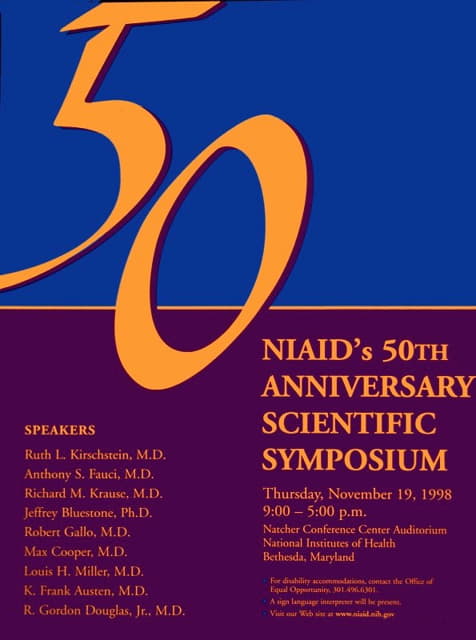 National Institutes of Health - NIAID’s 50th anniversary scientific symposium