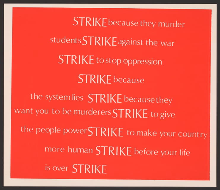 因为他们杀人而罢工，学生们反对战争
