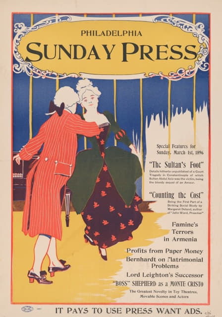 George Reiter Brill - Special features for Sunday, March 1st, 1896.