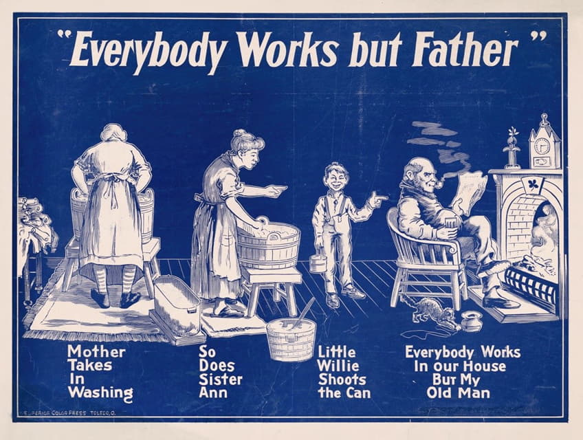 除了父亲，每个人都工作