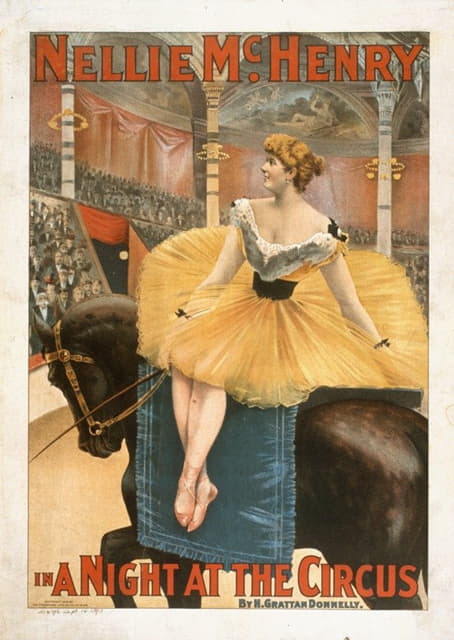 Strobridge and Co. Lith. - Nellie McHenry in A night at the circus by H. Grattan Donnelly.