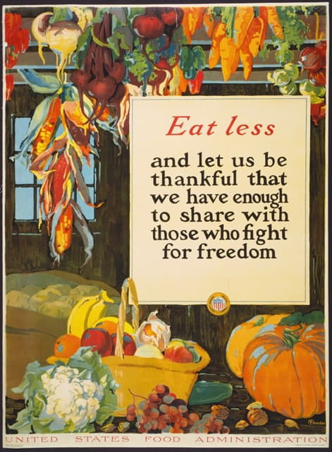 少吃一点，让我们感谢我们有足够的食物与那些为自由而战的人分享