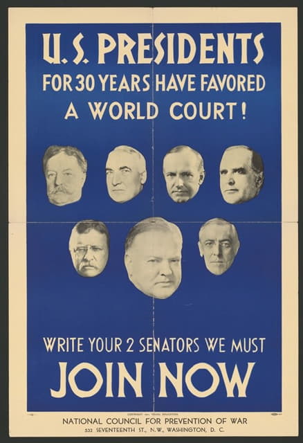 Anonymous - U.S. Presidents for 30 years have favored a world court! Write your two senators. We must join now