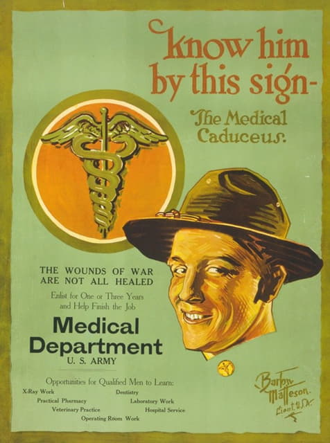 Bartow van Voorhis Matteson - Know him by this sign – the medical caduceus The wounds of war are not all healed