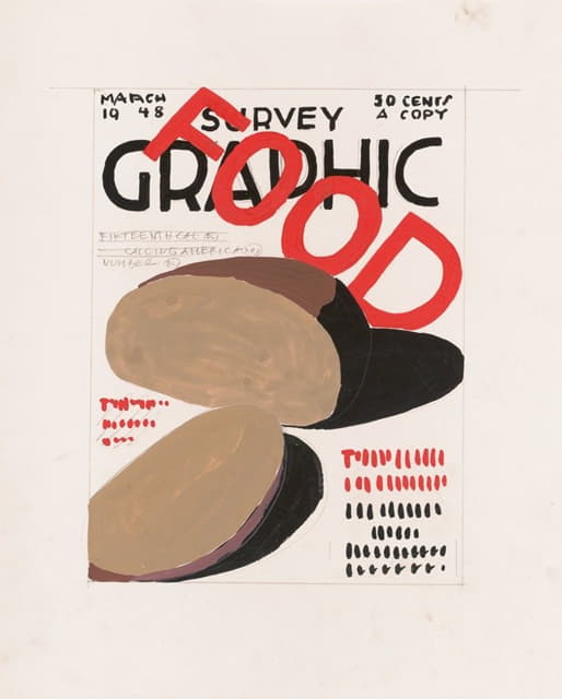 Winold Reiss - Graphic design for cover of Survey Graphic Magazine; ‘Food’.] [Design with text and food items