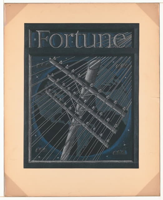 《财富》（Fortune）杂志的平面设计。【习作为覆盖全球的大型电话线而作
