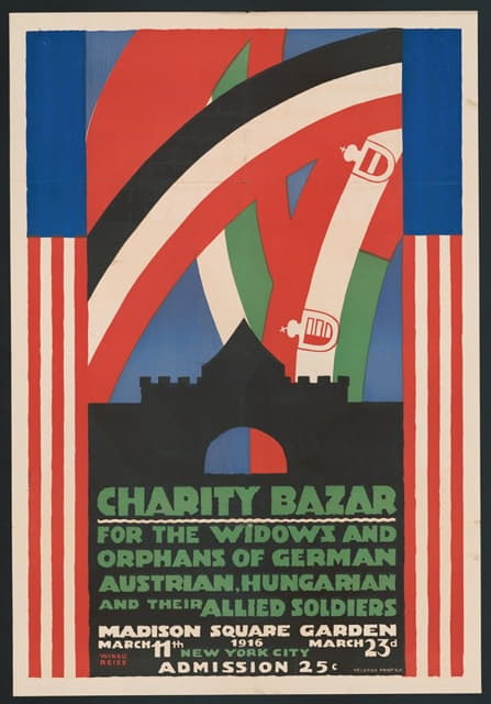 Winold Reiss - Posters for Charity Bazar [i.e. Bazaar] for the widows and orphans of German, Austrian, Hungarian and their allied soldiers, March 23rd, 1916, New York, NY