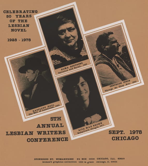 庆祝女同性恋小说50周年，1928-1978；第五届女同性恋作家年会，1978年9月，芝加哥