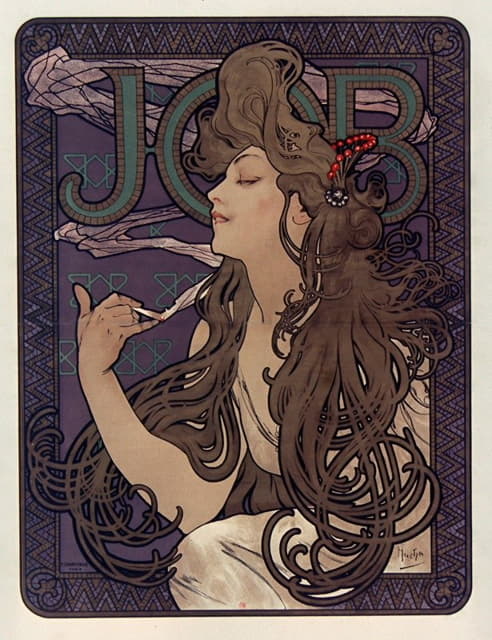 Alphonse Mucha - Publicité pour les cigarettes Job.