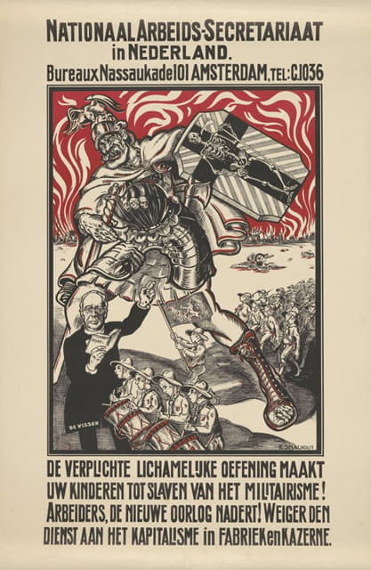 Elias Smalhout - Affiche tegen militarisme uitgegeven door het Nationale Arbeiders Secretariaat in Nederland