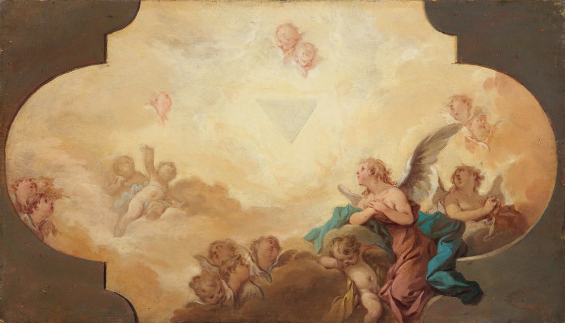 Guillaume Taraval - Angels Looking up at the Eye of God. Study