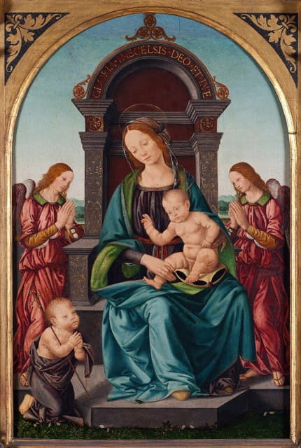Lorenzo di Credi - Madonna and Child with the Infant St John and Angels