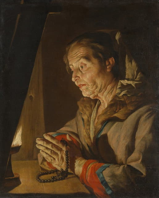 Matthias Stom - Old Woman Praying