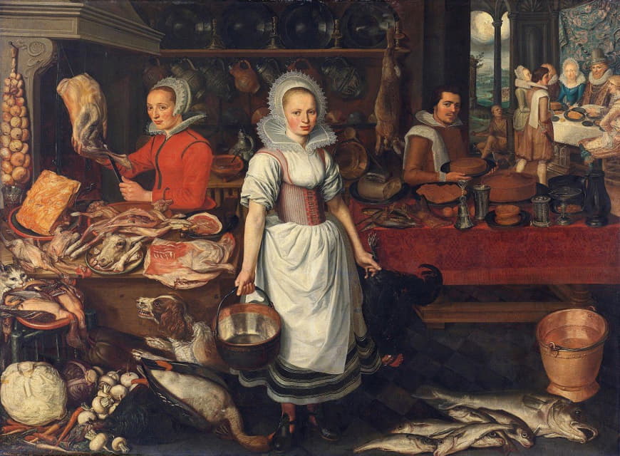 Pieter Cornelisz. van Rijck - Kitchen Scene with the Parable of the Rich Man and Poor Lazarus