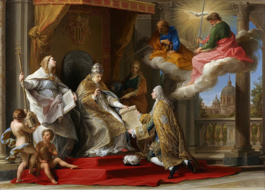 教皇本笃十四世向斯坦维尔伯爵（后来的乔伊斯尔公爵）介绍通谕前总括