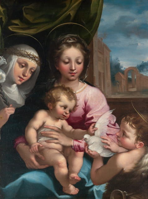 Rutilio Manetti - Virgin and Child with the Young Saint John the Baptist and Saint Catherine of Siena