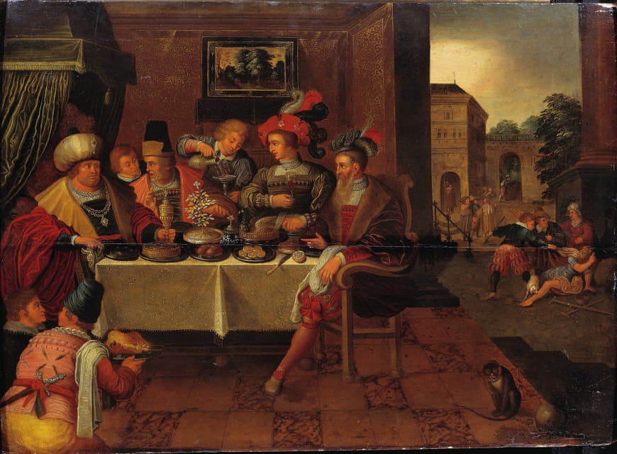 School of Frans Francken I - The Rich Man and Lazarus